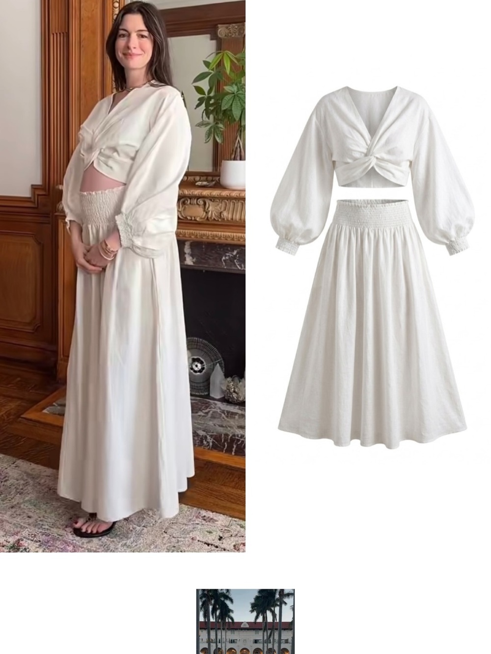 Elegant White Two-Piece Smocked Waist Skirt Set